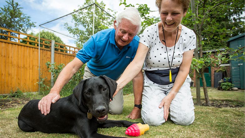 Hattie with her puppy walkers Christine and Paul Hattie with her puppy walkers Christine and Paul