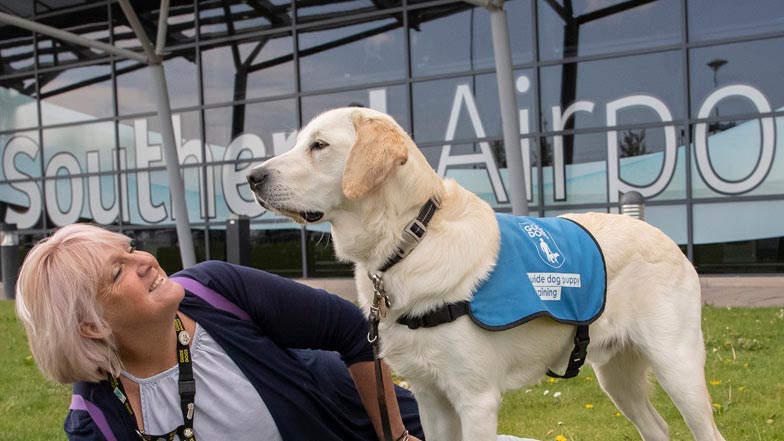 Jacki and Spirit outside the airport