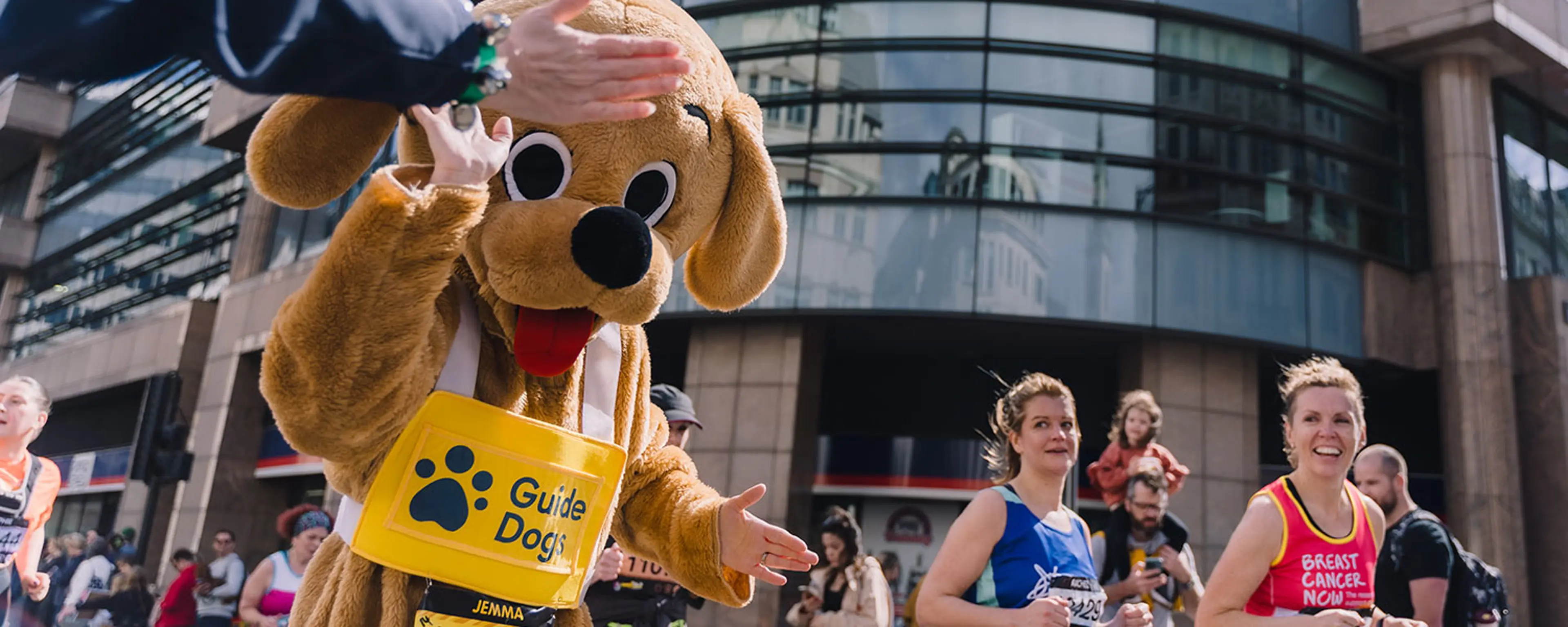 Guide Dogs mascot running in the London Landmarks Half Marathon