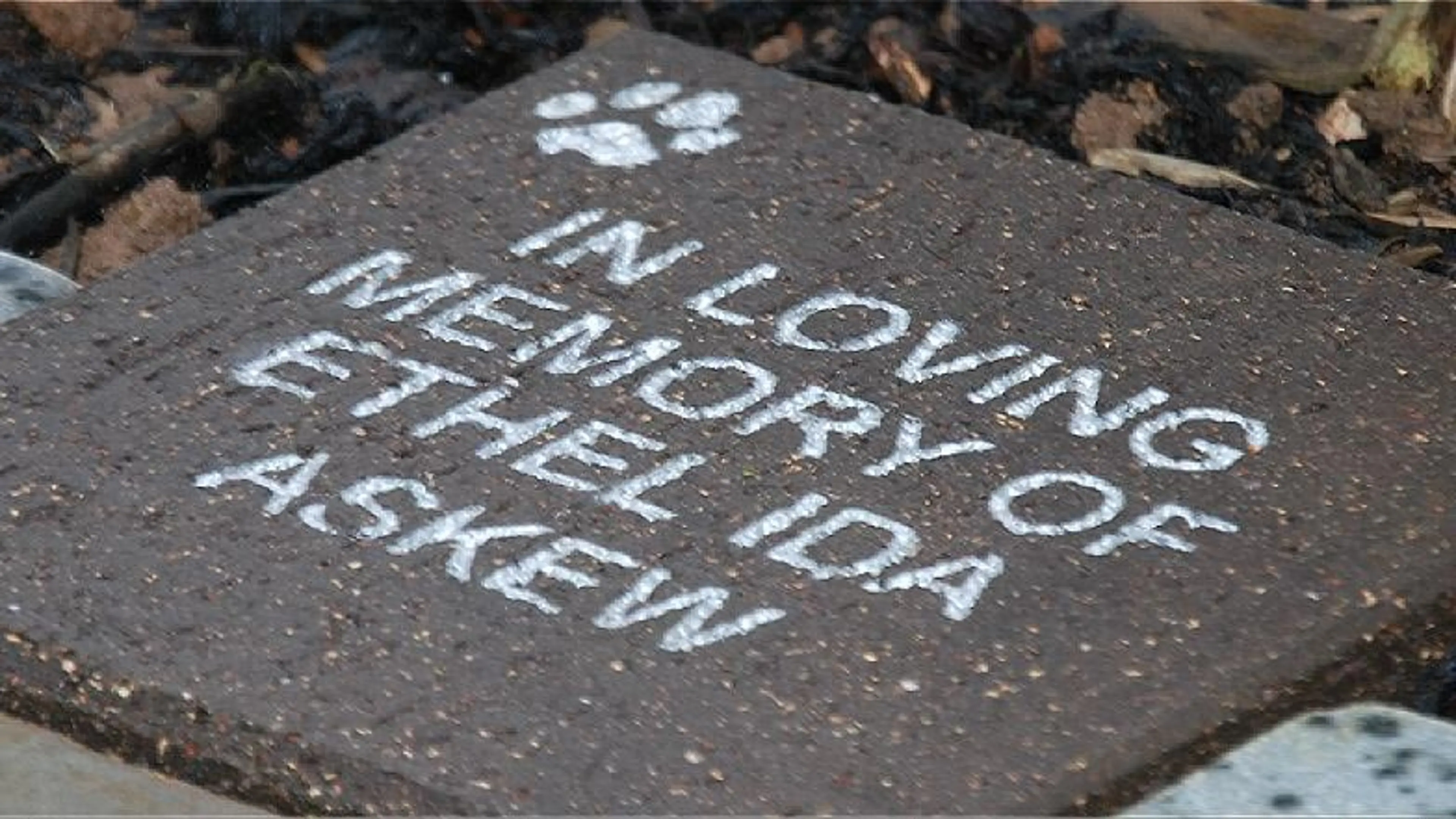 Lasting memorial stone with the writing, "in loving memory of Ethel Ida Askew"