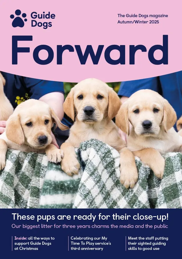 On the front cover is a trio of golden retriever puppies with the caption "These pups are ready for their close-up!"