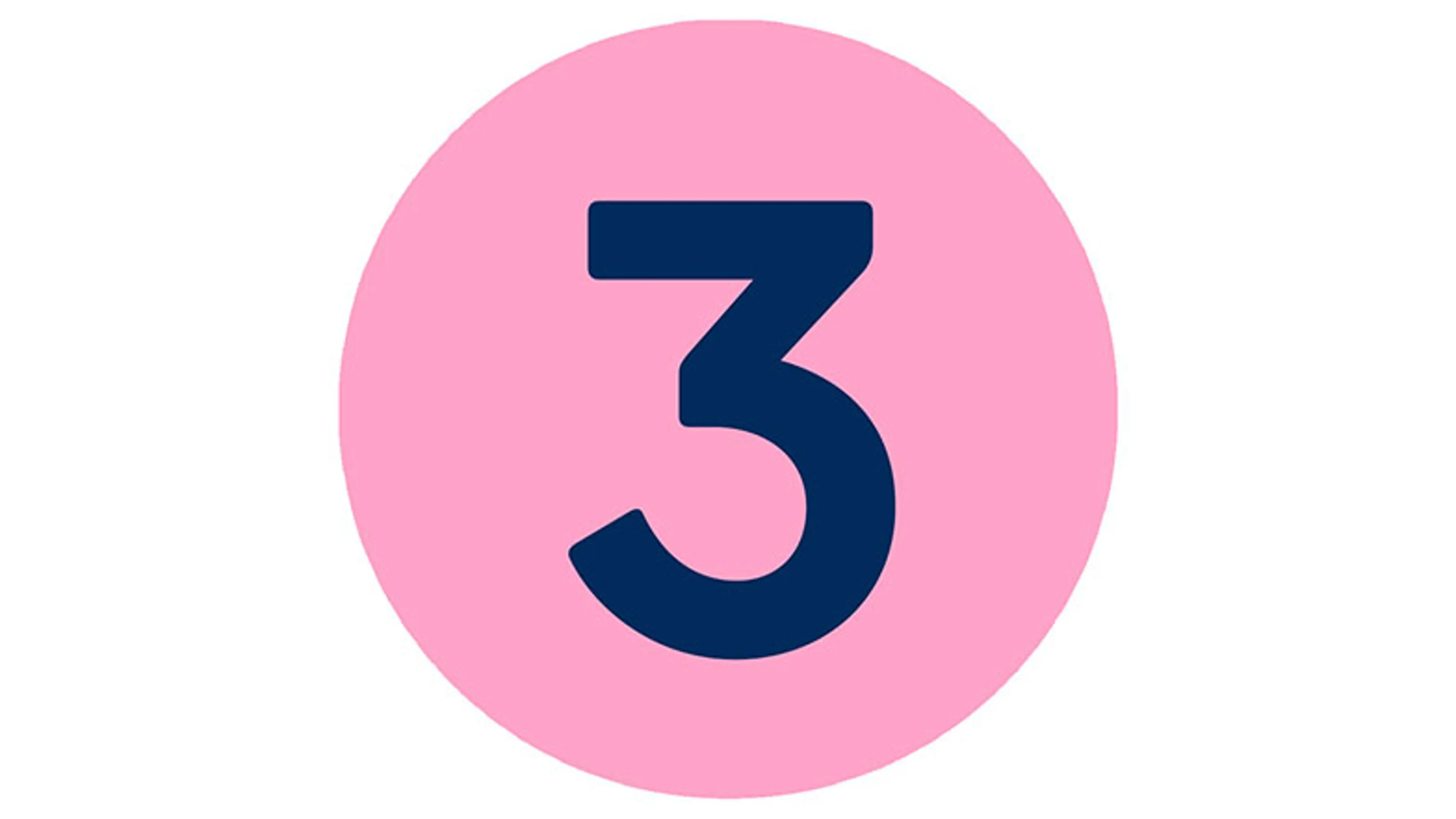 Icon of number three on a pink circle