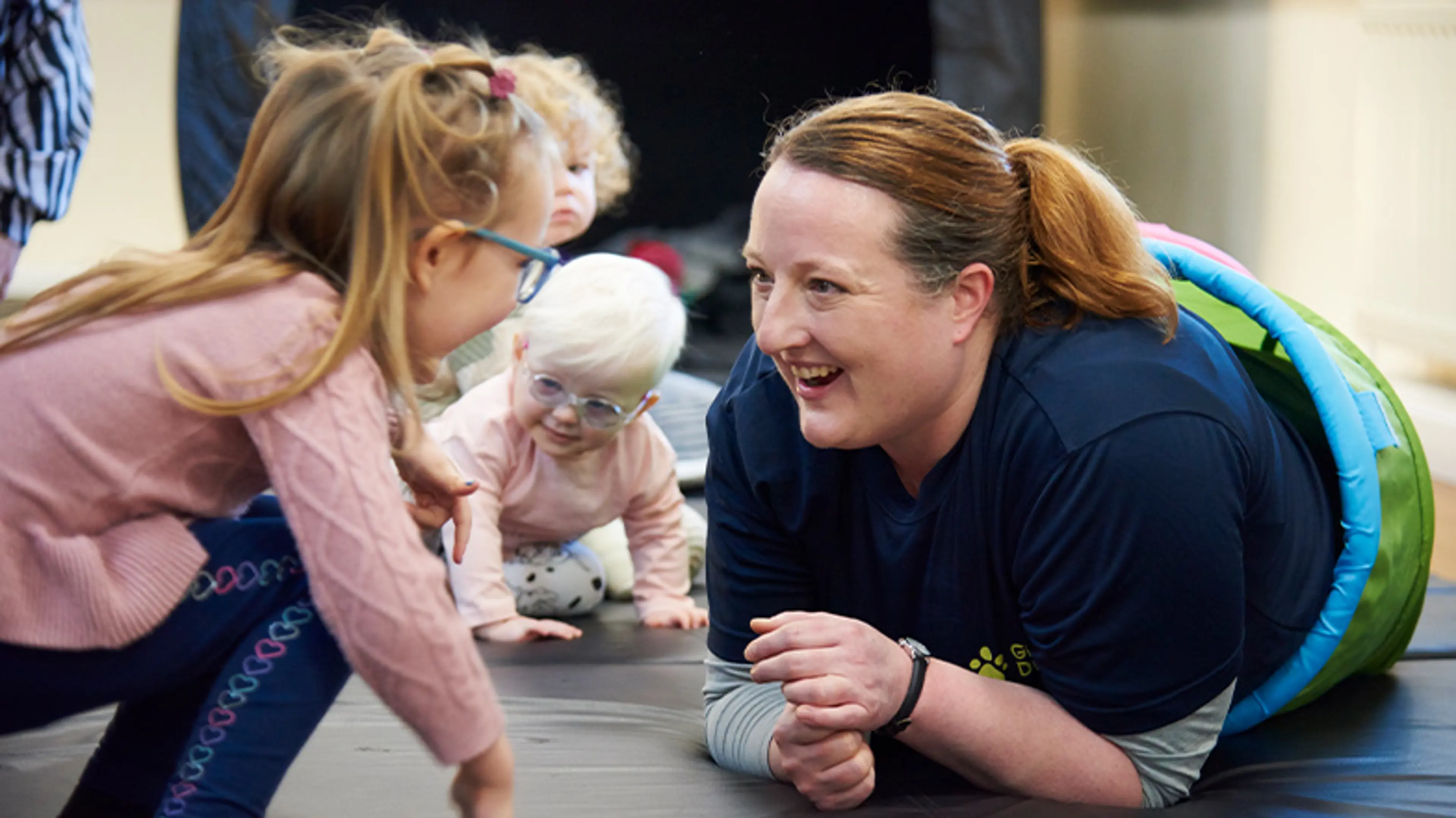 Ruby playing with a habilitation specialist at a My Time to Play session