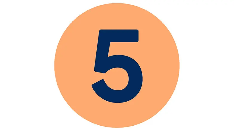 Icon of number five on an orange circle