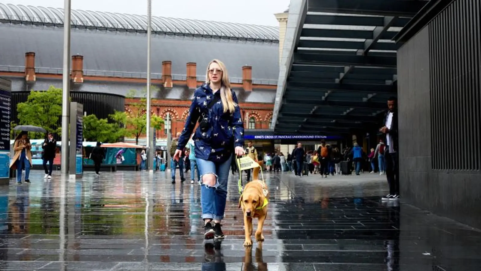 Emma and Archie outside Kings Cross