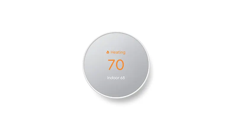 A product image of a google nest thermostat e