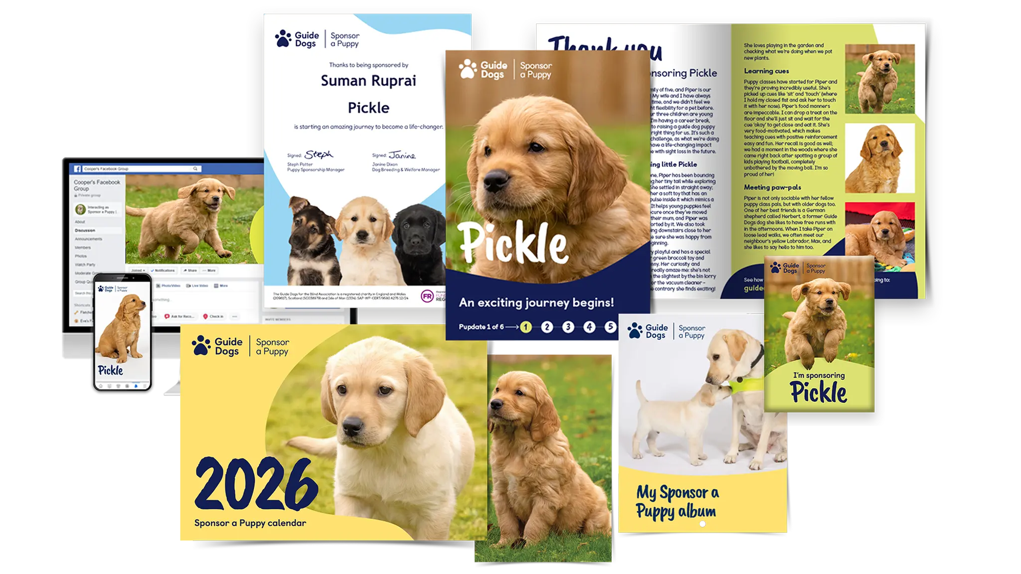 Welcome pack contents including certificate, 2026 calendar, photo album and magnet.