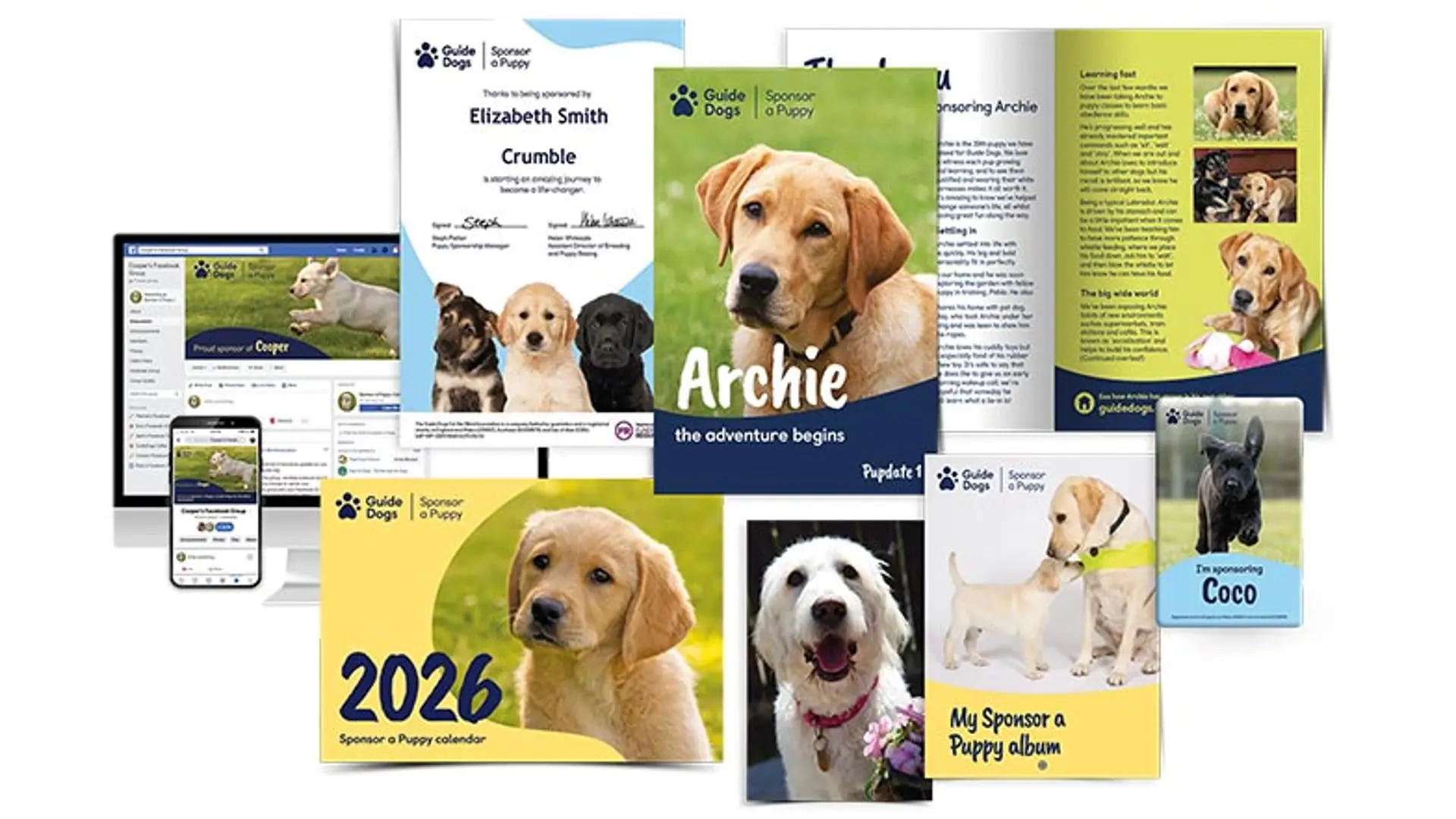 Welcome pack contents including certificate, 2026 calendar, photo album and magnet.