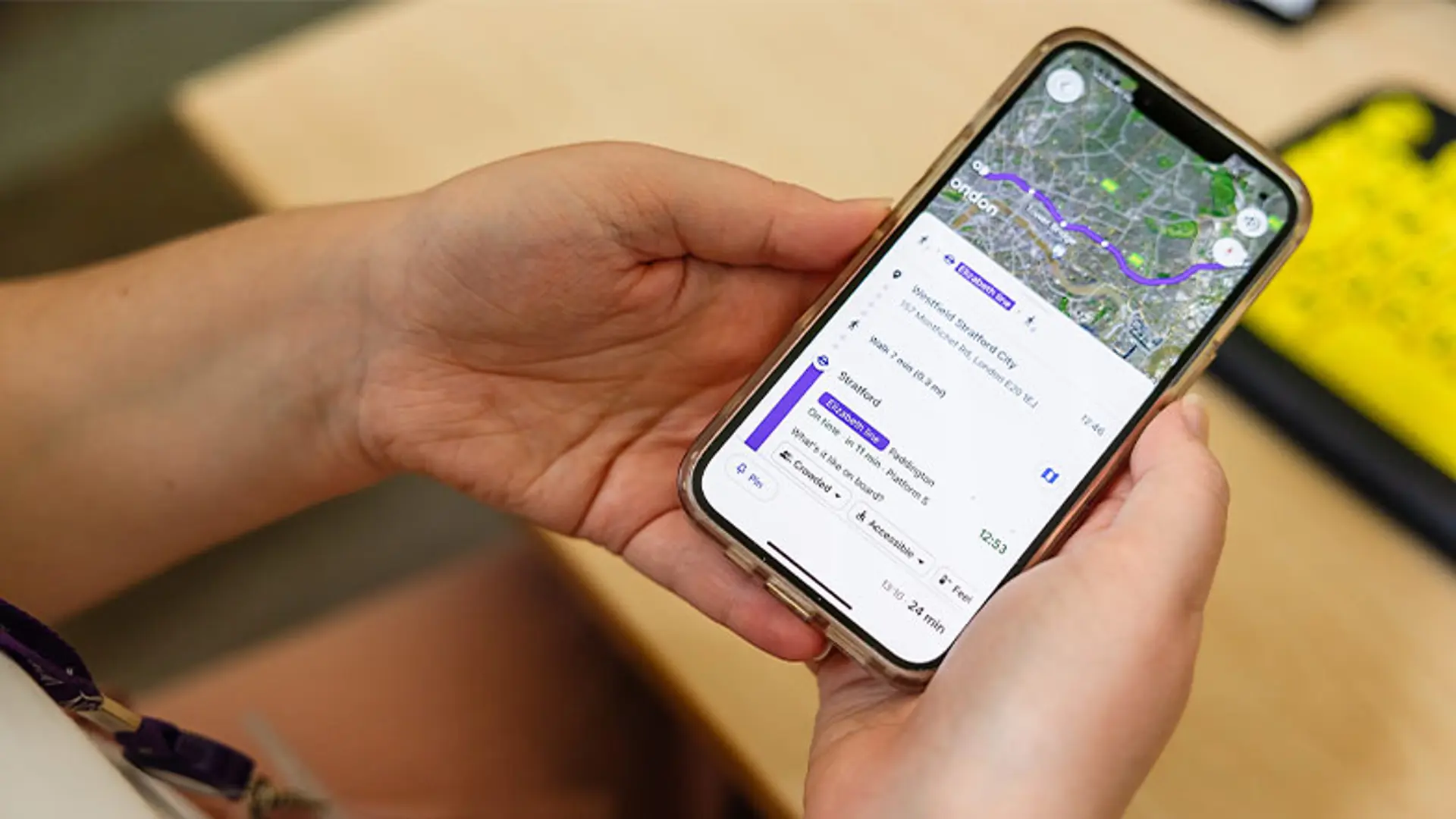 An individual uses Google maps to navigate to a location